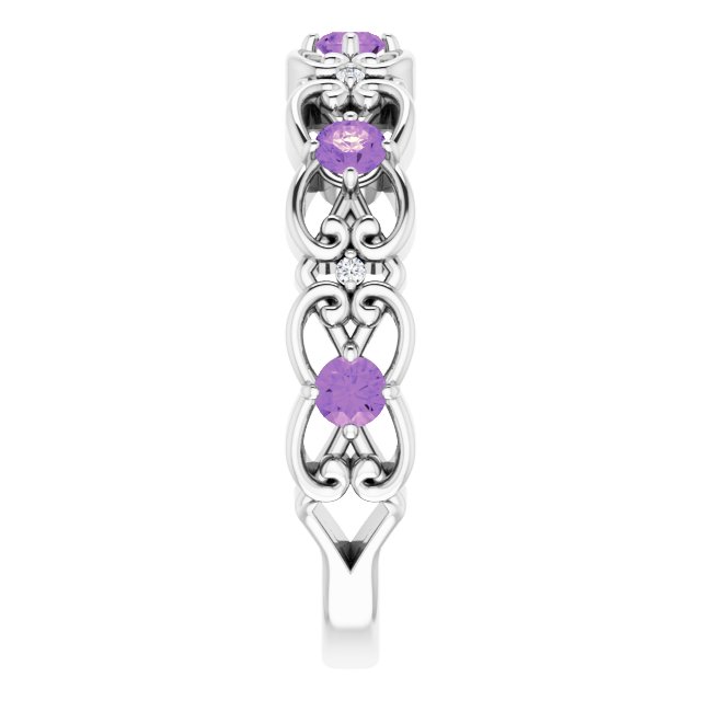 14k-white-natural-amethyst-&-.02-ctw-natural-diamond-scroll-rings