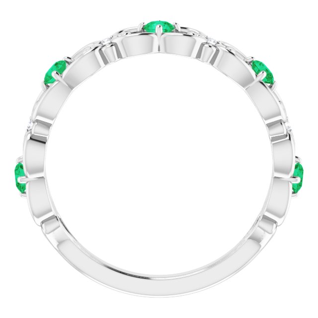 14k-white-lab-grown-emerald-&-.02-ctw-natural-diamond-scroll-ring
