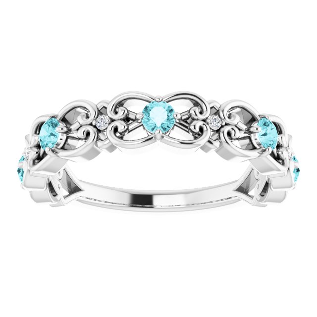 14k-white-natural-blue-zircon-&-.02-ctw-natural-diamond-scroll-ring