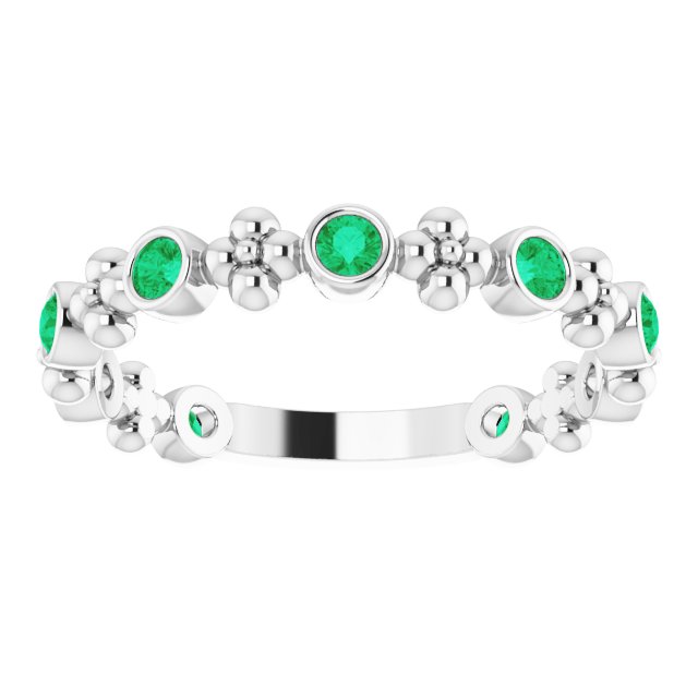 14k-white-natural-emerald-beaded-ring
