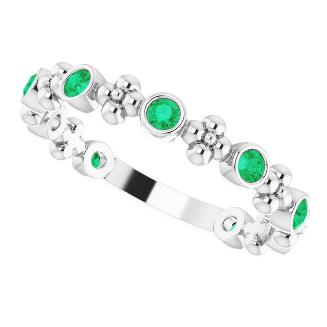 14k-white-lab-grown-emerald-beaded-ring