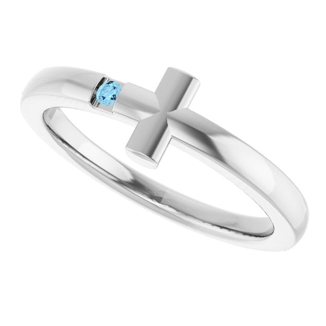 sterling-silver-youth-imitation-aquamarine-sideways-cross-ring