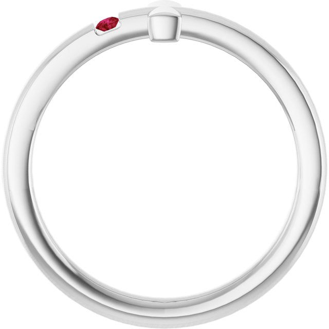 sterling-silver-youth-imitation-ruby-sideways-cross-ring
