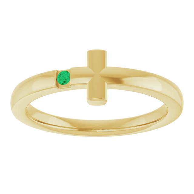 14k-yellow-lab-grown-emerald-youth-sideways-cross-ring