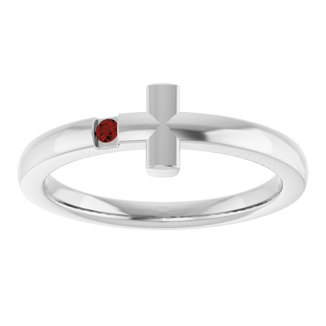 sterling-silver-youth-imitation-garnet-sideways-cross-ring