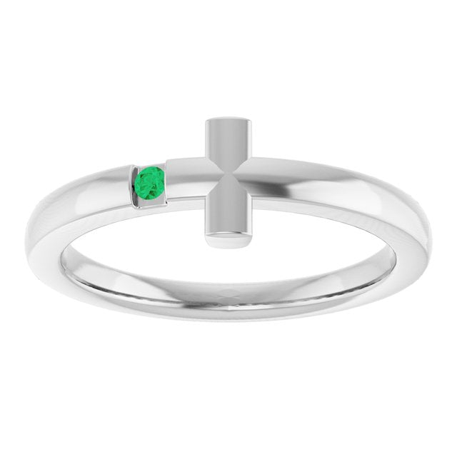 sterling-silver-youth-imitation-emerald-sideways-cross-ring