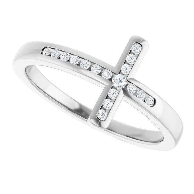 14k-white-1/10-ctw-lab-grown-diamond-sideways-cross-ring