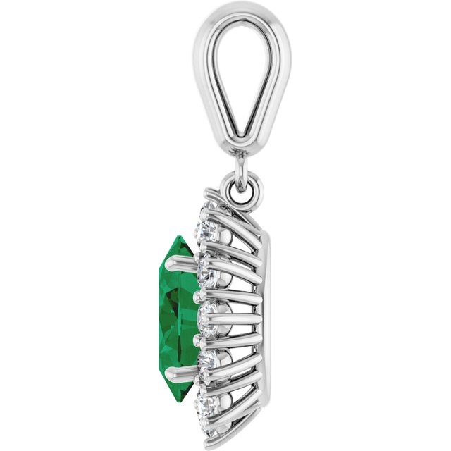 14k-white-lab-grown-emerald-&-1/3-ctw-natural-diamond-pendant