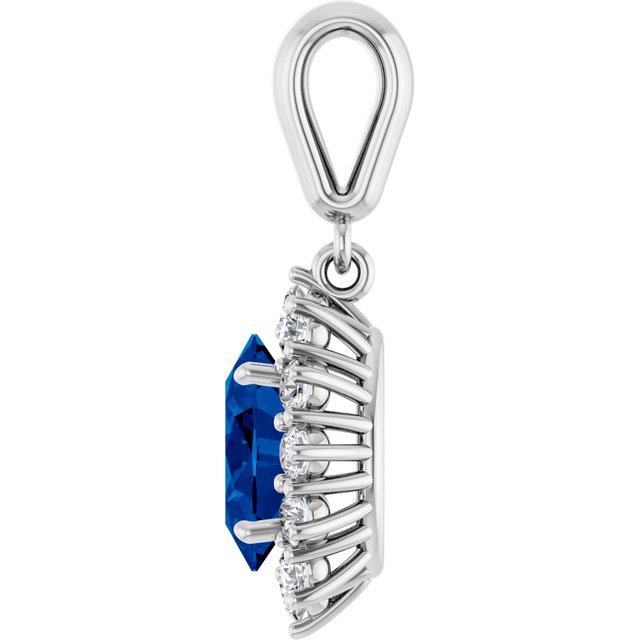 14k-white-lab-grown-blue-sapphire-&-1/3-ctw-natural-diamond-pendant