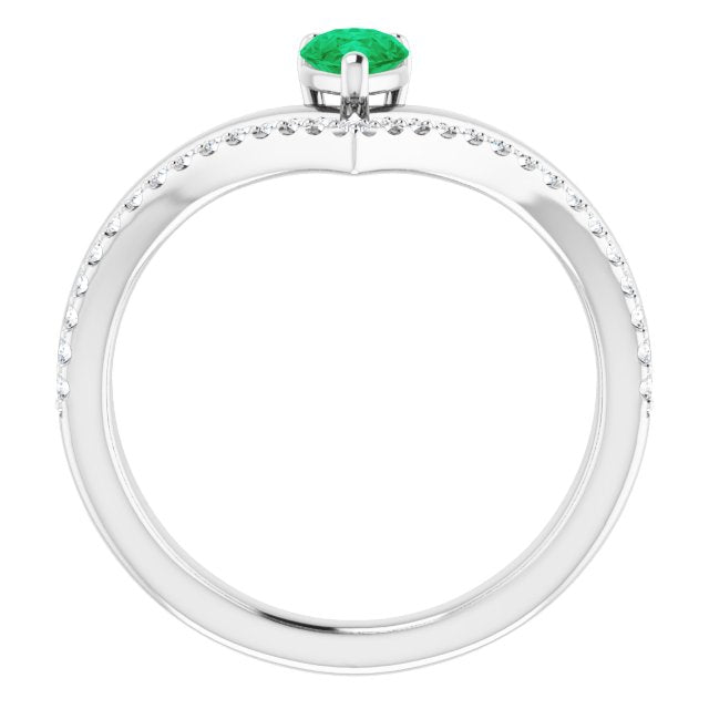 14k-white-natural-emerald-&-1/6-ctw-natural-diamond-ring