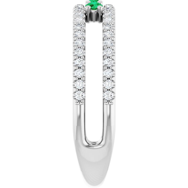 14k-white-lab-grown-emerald-&-1/4-ctw-natural-diamond-ring