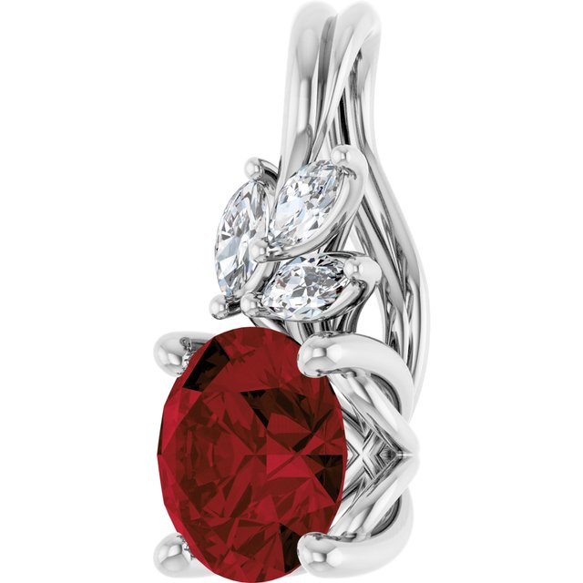 14k-white-natural-mozambique-garnet-&-1/10-ctw-natural-diamond-pendant