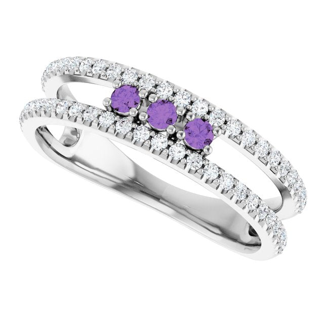 14k-white-natural-amethyst-&-1/4-ctw-natural-diamond-ring