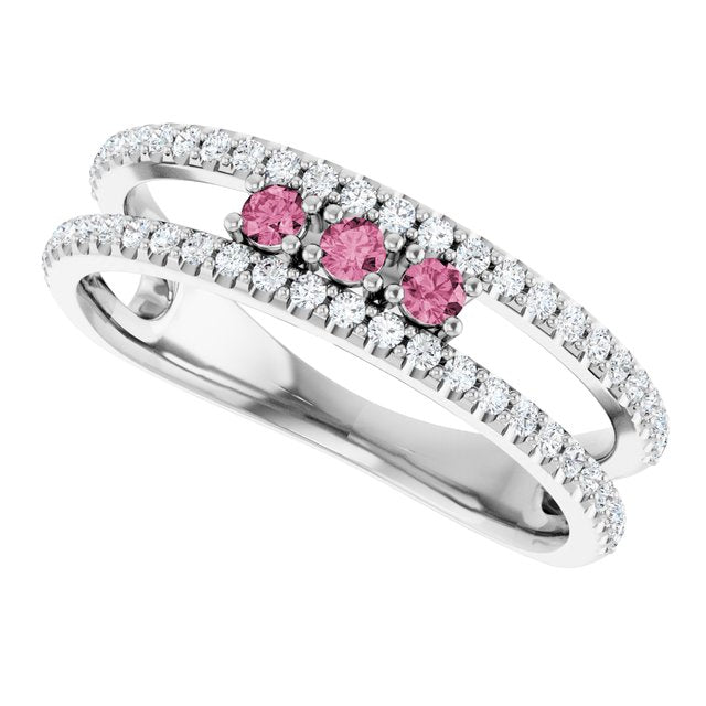 14k-white-natural-pink-tourmaline-&-1/4-ctw-natural-diamond-ring
