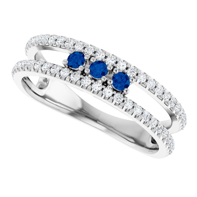 14k-white-lab-grown-blue-sapphire-&-1/4-ctw-natural-diamond-ring
