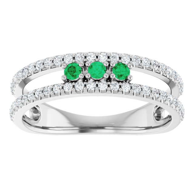 14k-white-natural-emerald-&-1/4-ctw-natural-diamond-ring