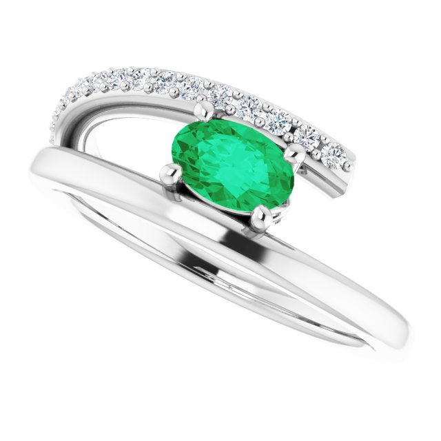 14k-white-natural-emerald-&-1/8-ctw-natural-diamond-ring
