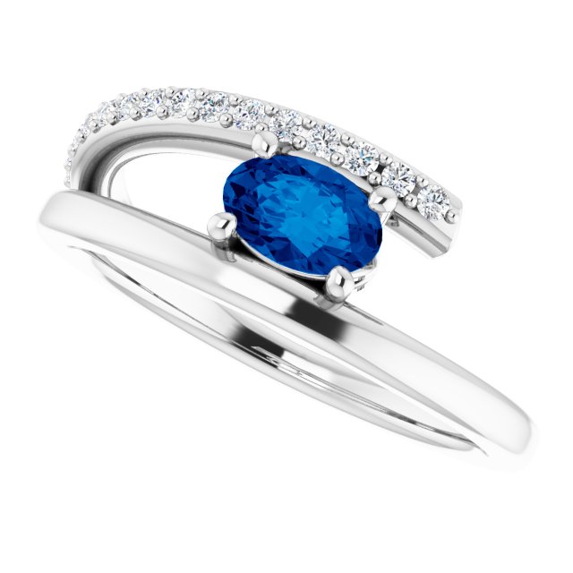 14k-white-lab-grown-blue-sapphire-&-1/8-ctw-natural-diamond-ring
