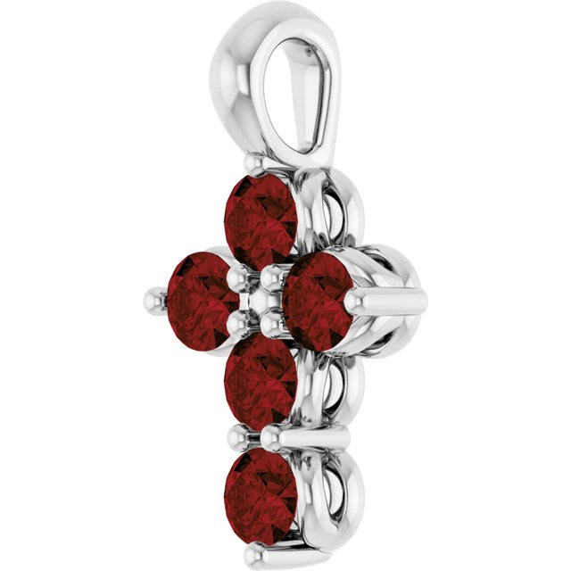 14k-white-natural-mozambique-garnet-cross-pendant