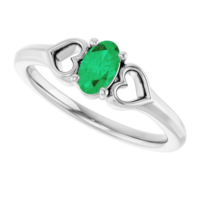 sterling-silver-imitation-emerald-youth-heart-ring