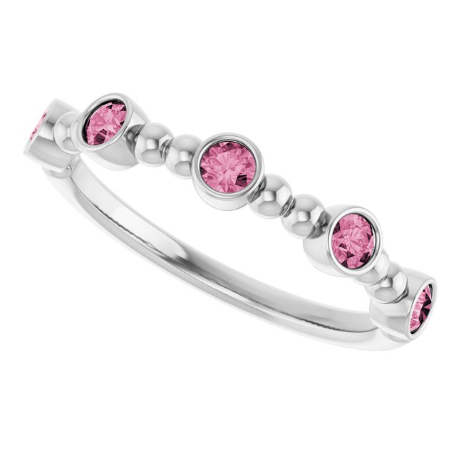 14k-white-natural-pink-tourmaline-stackable-ring