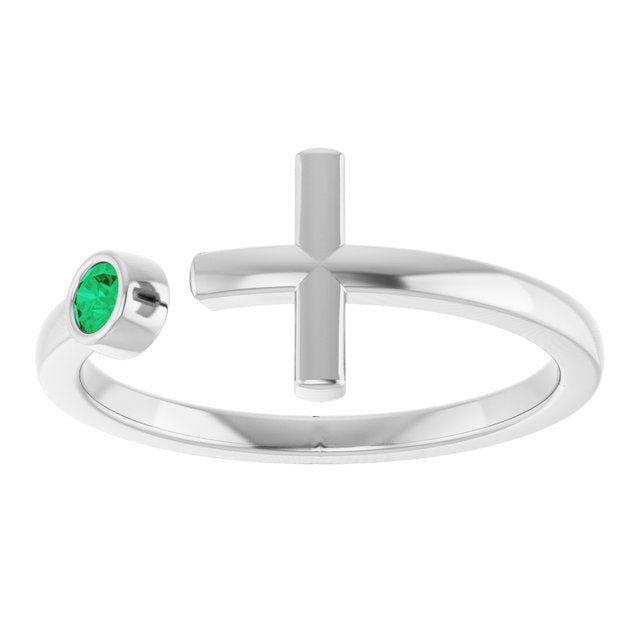 14k-white-lab-grown-emerald-negative-space-cross-ring