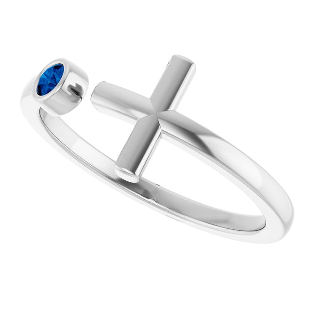 14k-white-natural-blue-sapphire-negative-space-cross-ring