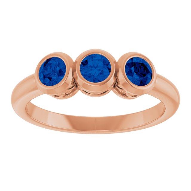 14k-rose-gold-lab-grown-blue-sapphire-three-stone-bezel-set-ring
