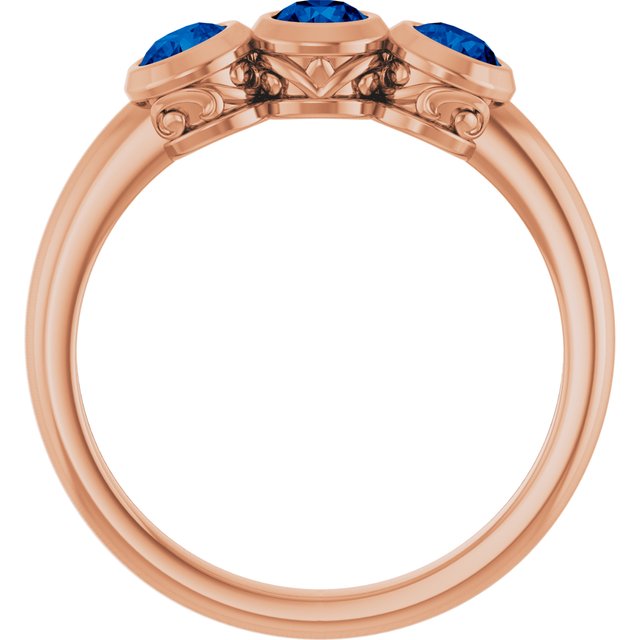 14k-rose-gold-lab-grown-blue-sapphire-three-stone-bezel-set-ring