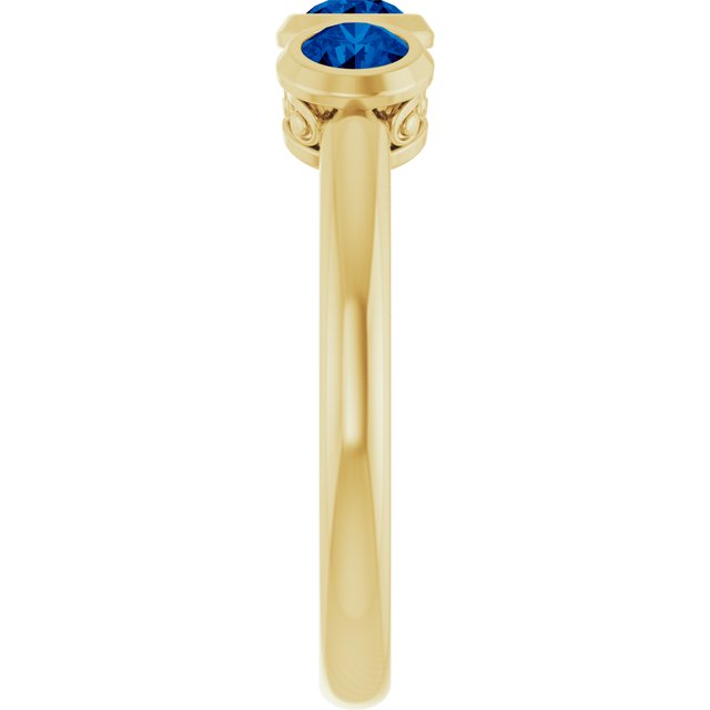 14k-yellow-gold-lab-grown-blue-sapphire-three-stone-bezel-set-ring