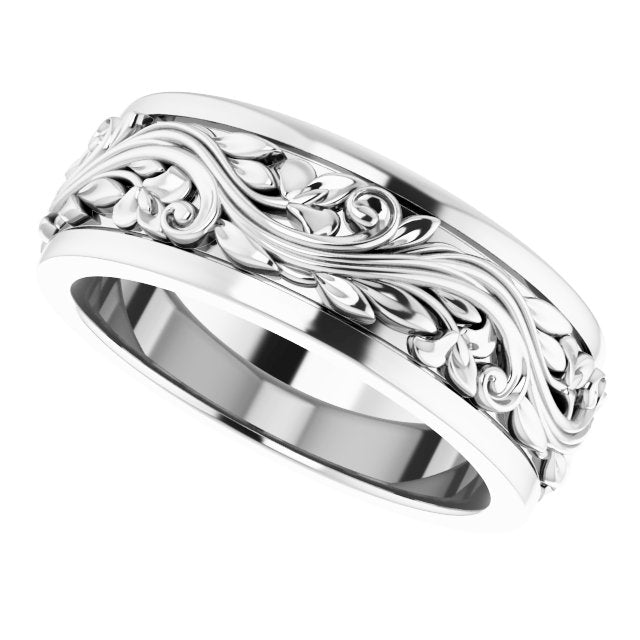 14k-white--floral-inlay-flat-band-size-7