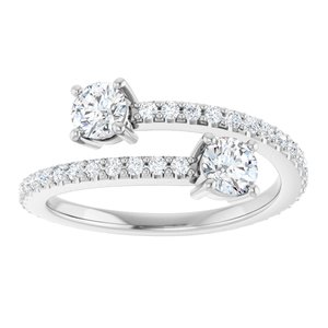 7/8 ct Diamond Two-Stone Bypass Ring