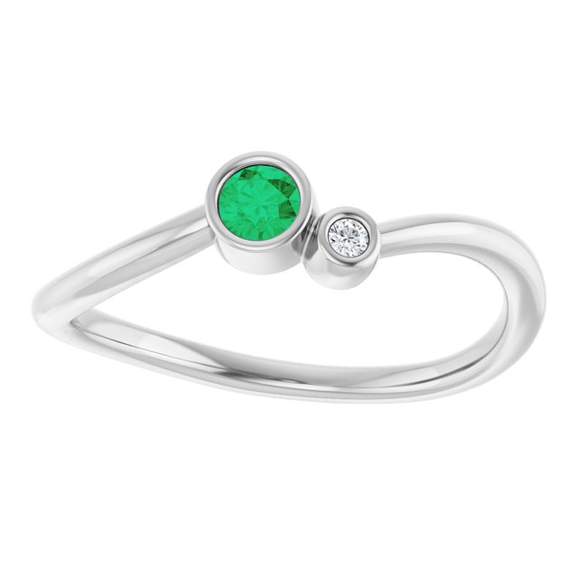 14k-white--lab-grown-emerald-&-.015-ct-natural-diamond-ring
