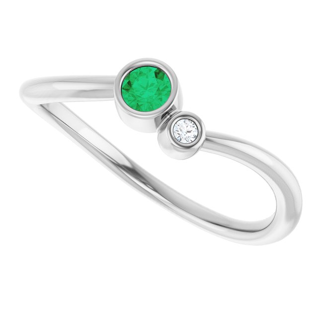 14k-white--natural-emerald-&-.015-ct-natural-diamond-ring