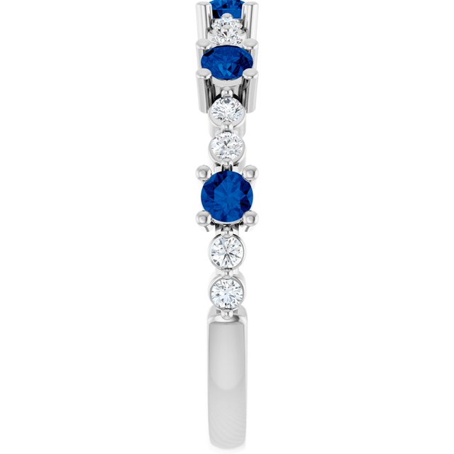 platinum-lab-grown-blue-sapphire-&-1/6-ctw-natural-diamond-ring