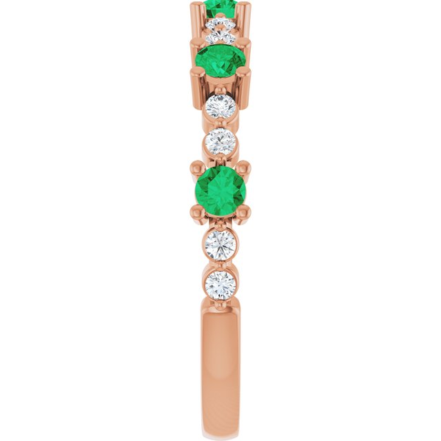 14k-rose-gold-lab-grown-emerald-&-1/6-ctw-natural-diamond-ring