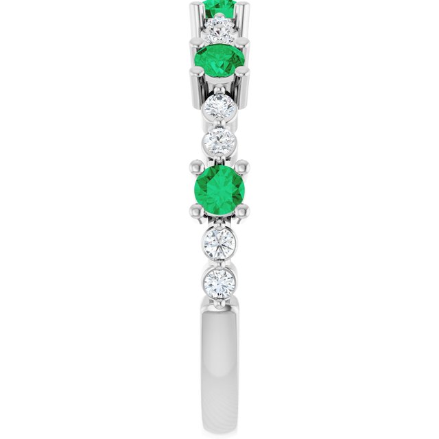 sterling-silver-lab-grown-emerald-&-1/6-ctw-natural-diamond-ring