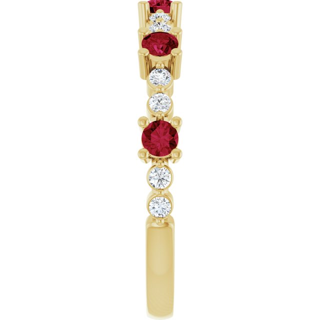 14k-yellow-gold-lab-grown-ruby-&-1/6-ctw-natural-diamond-ring