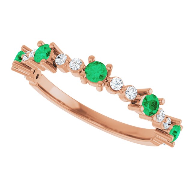 14k-rose-lab-grown-emerald-&-1/6-ctw-natural-diamond-ring