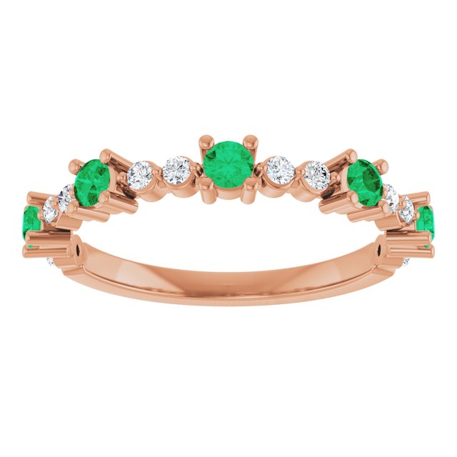 14k-rose-gold-lab-grown-emerald-&-1/6-ctw-natural-diamond-ring