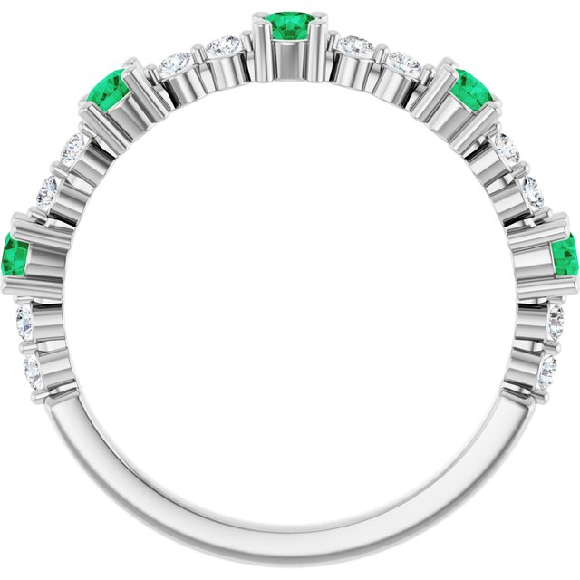 sterling-silver-lab-grown-emerald-&-1/6-ctw-natural-diamond-ring