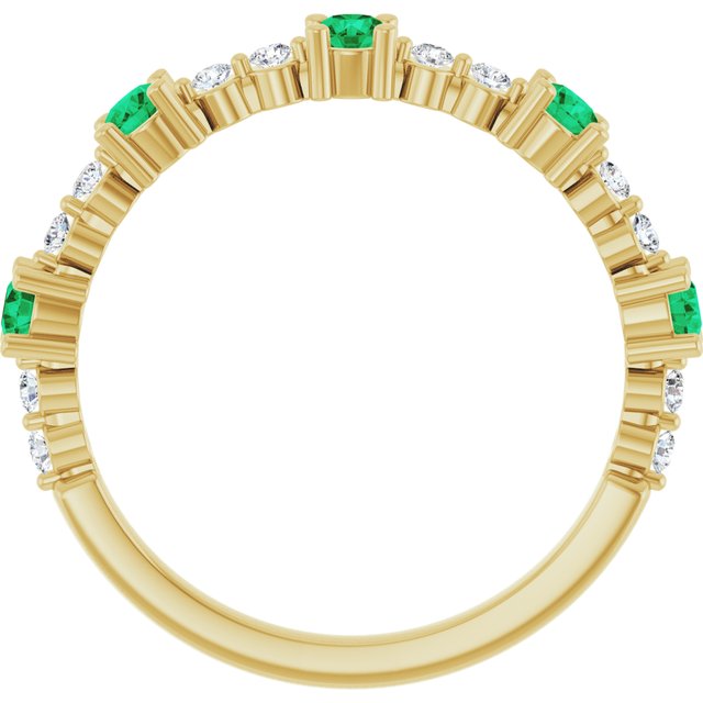14k-yellow-gold-lab-grown-emerald-&-1/6-ctw-natural-diamond-ring