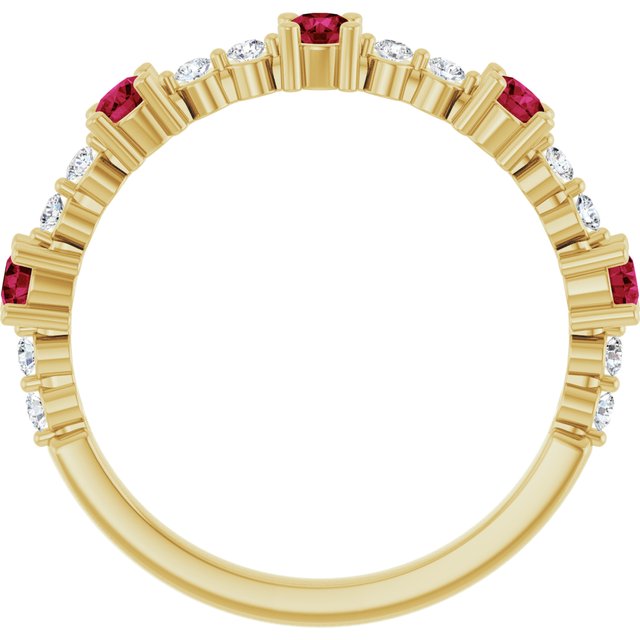 14k-yellow-gold-lab-grown-ruby-&-1/6-ctw-natural-diamond-ring