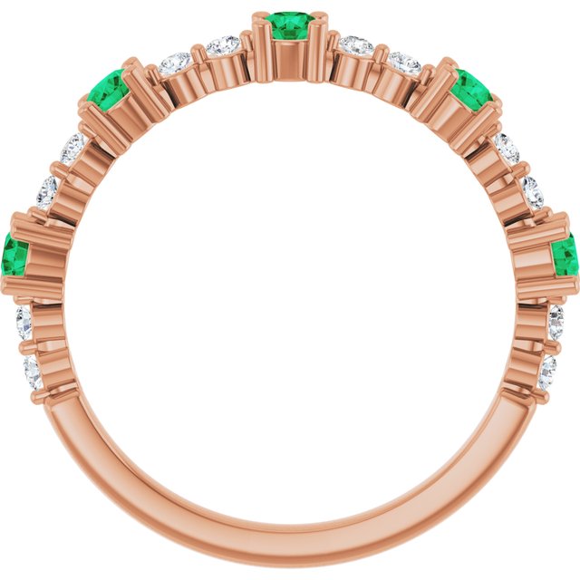 14k-rose-gold-lab-grown-emerald-&-1/6-ctw-natural-diamond-ring