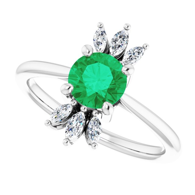 14k-white-natural-emerald-&-1/4-ctw-natural-diamond-ring