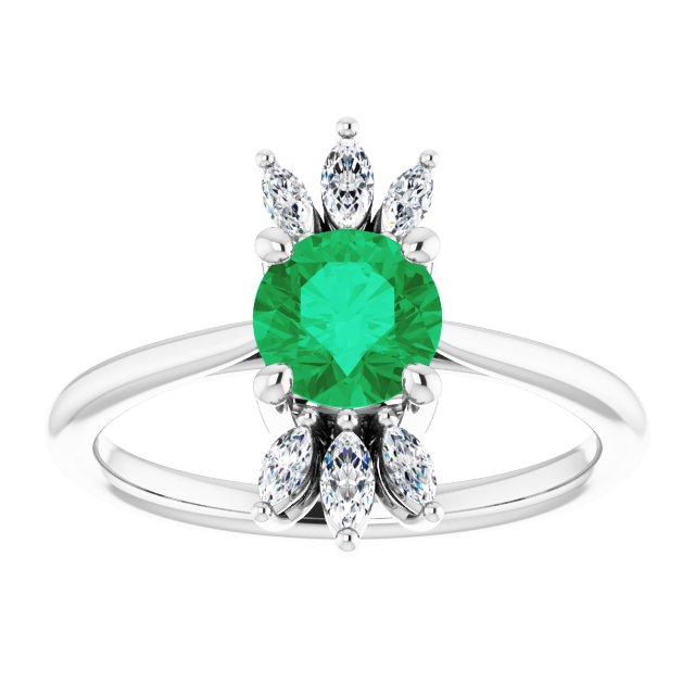 14k-white-natural-emerald-&-1/4-ctw-natural-diamond-ring