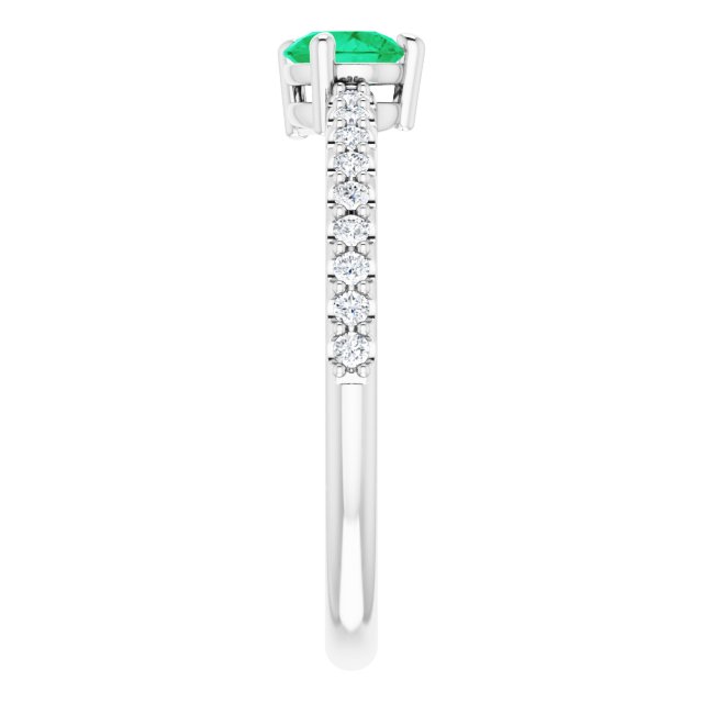 14k-white-lab-grown-emerald-&-1/6-ctw-natural-diamond-ring