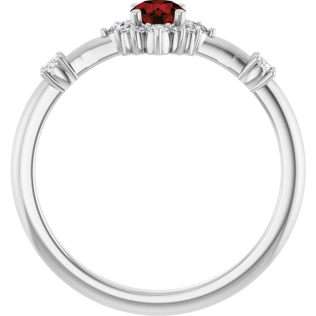 14k-white-natural-mozambique-garnet-&-1/6-ctw-natural-diamond-halo-style-ring