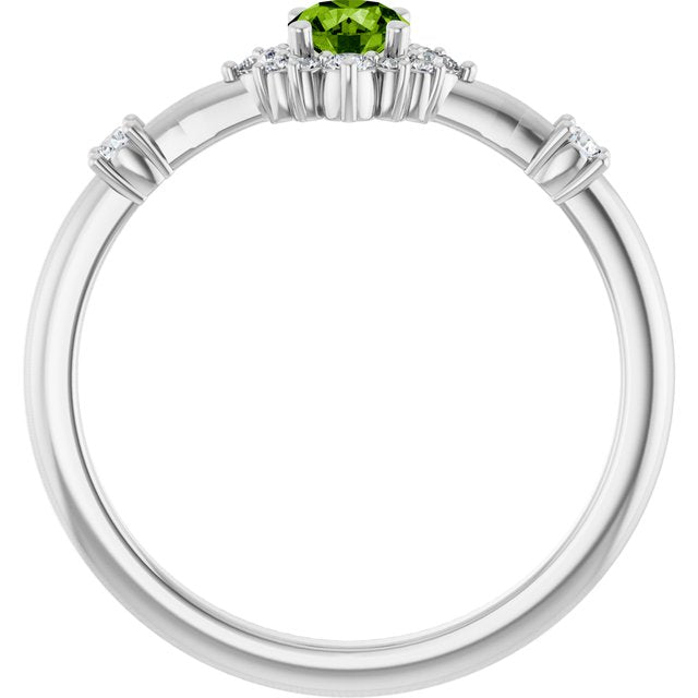 14k-white-natural-peridot-&-1/6-ctw-natural-diamond-halo-style-ring
