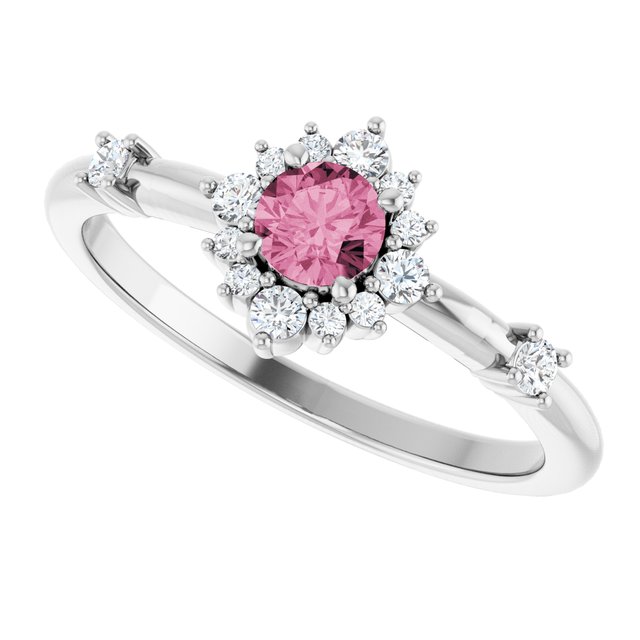 14k-white-natural-pink-tourmaline-&-1/6-ctw-natural-diamond-halo-style-ring